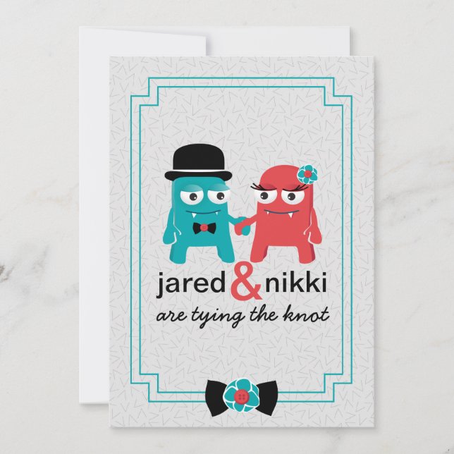 Monsters In Love Wedding Invitation (Front)