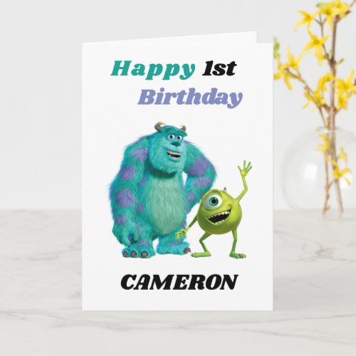 Monsters Inc 1st Birthday Card