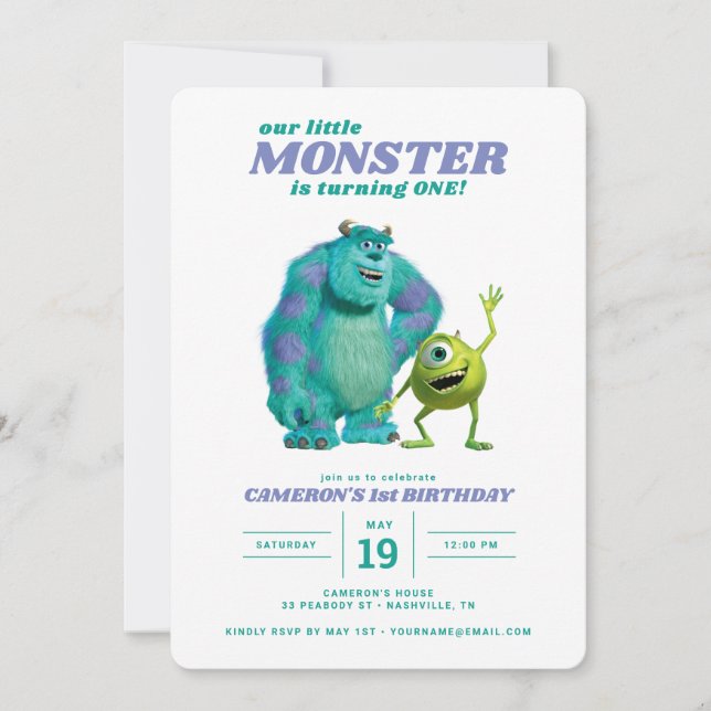 Monsters Inc. 1st Birthday Invitation (Front)