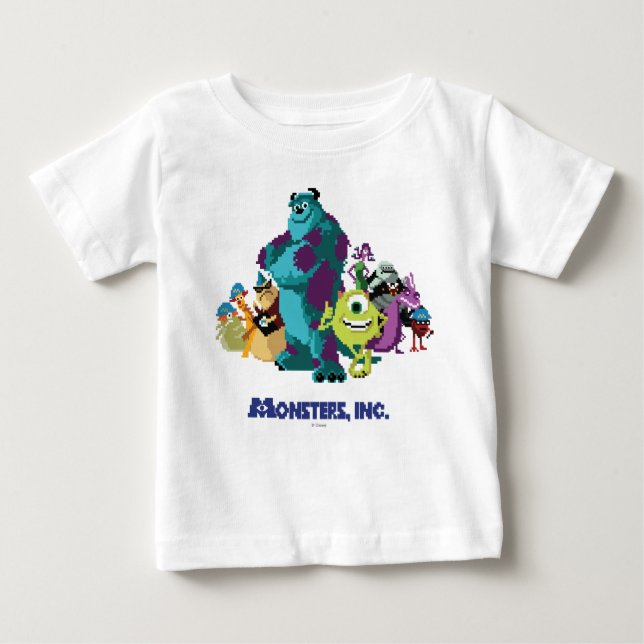 Monsters Inc 8Bit Mike, Sully, and the Gang Baby T-Shirt (Front)