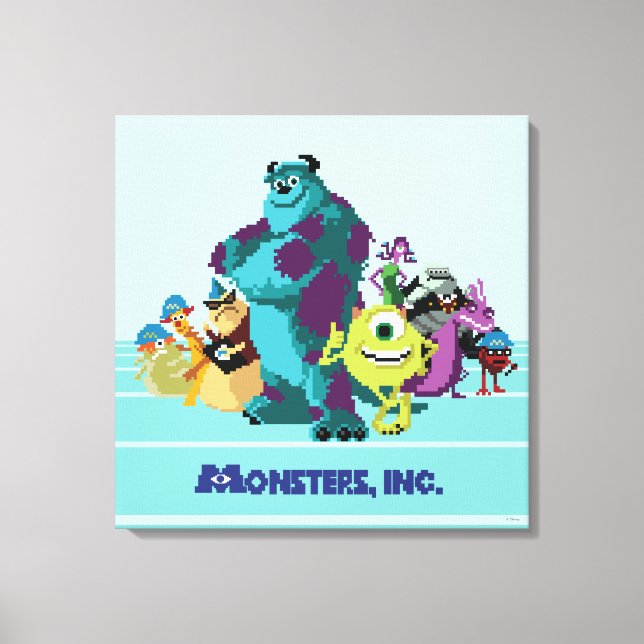 Monsters Inc 8Bit Mike, Sully, and the Gang Canvas Print (Front)