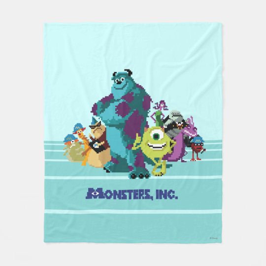 Monsters Inc 8Bit Mike, Sully, and the Gang Fleece Blanket