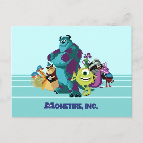Monsters Inc 8Bit Mike Sully and the Gang Postcard