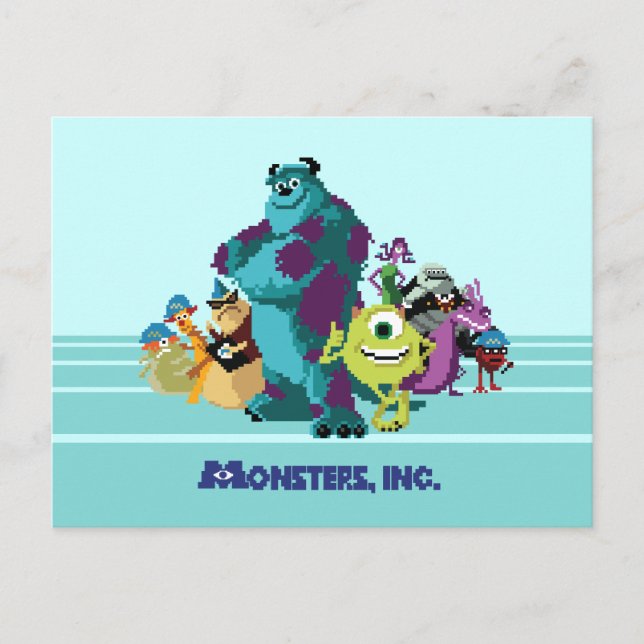 Monsters Inc 8Bit Mike, Sully, and the Gang Postcard (Front)
