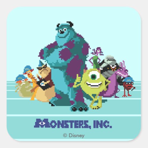 Monsters Inc 8Bit Mike Sully and the Gang Square Sticker