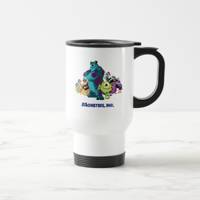 Monsters Inc 8Bit Mike, Sully, and the Gang Travel Mug (Right)