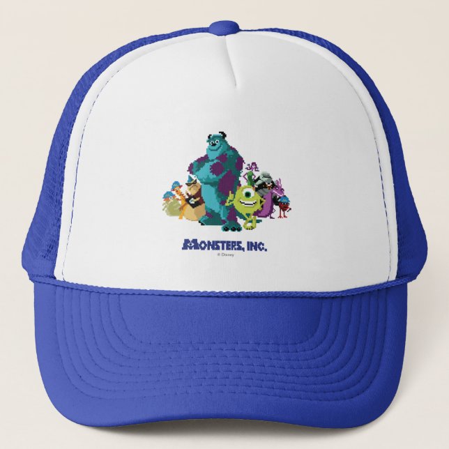 Monsters Inc 8Bit Mike, Sully, and the Gang Trucker Hat (Front)