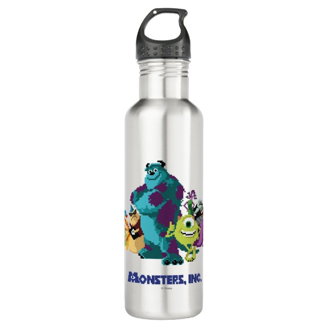 Monsters Inc 8Bit Mike, Sully, and the Gang Water Bottle (Front)