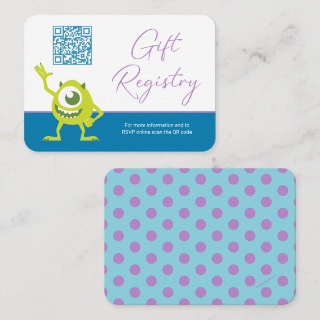 Monsters Inc. Baby Shower | Gift Registry Place Card (Front/Back)