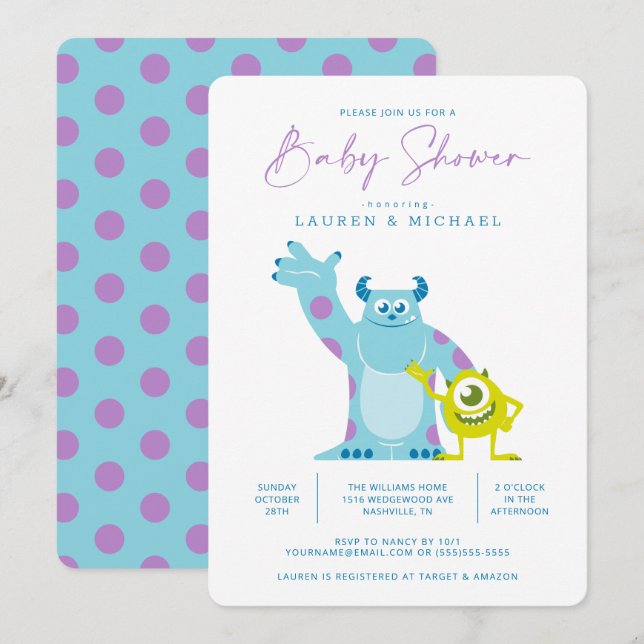 Monsters Inc. Baby Shower Invitation (Front/Back)