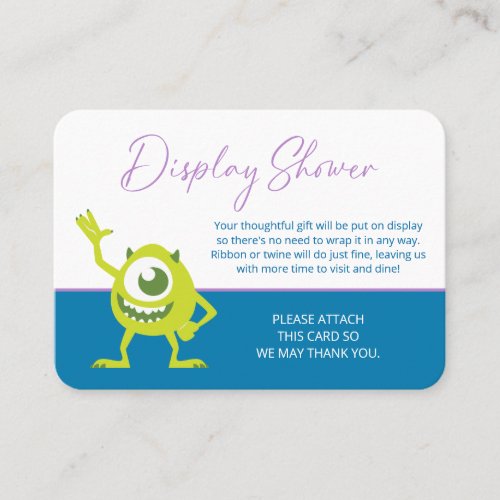 Monsters Inc Baby Shower  No Wrap Place Card