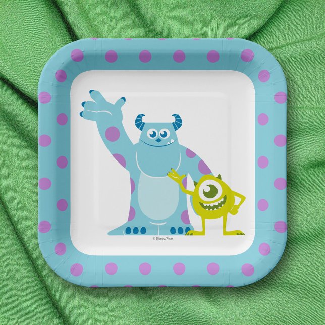 Monsters Inc. Baby Shower Paper Plates (Plate on tablecloth)