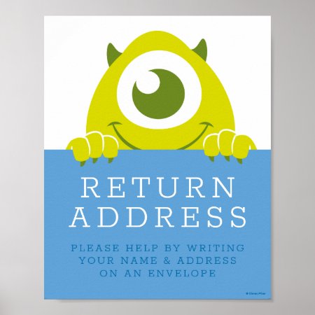 Monsters Inc. Baby Shower Return Address Envelope Poster