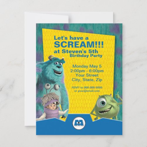 Monsters Inc Birthday Invitation