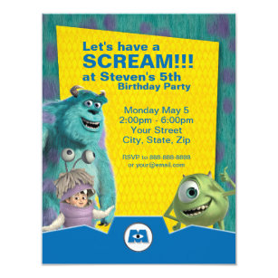 Monsters Inc 2 University Birthday Invitation Kustom Kreations