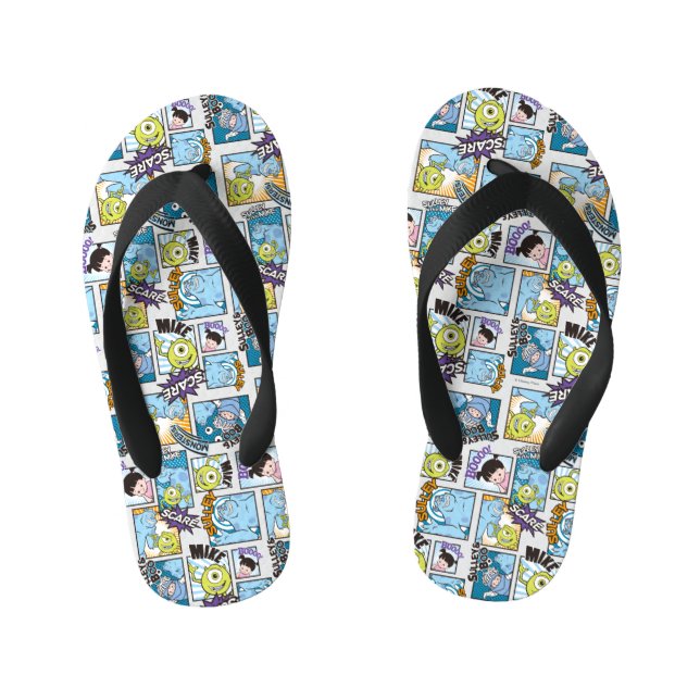 Monsters, Inc. | Comic Pattern Mania Kid's Flip Flops (Footbed)