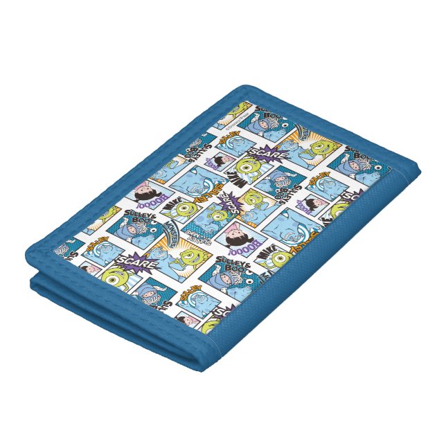 Monsters, Inc. Comic Pattern Mania TriFold Wallet, Men's, Size: TriFold Nylon Wallet, Blue
