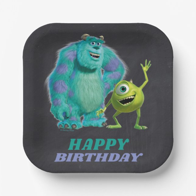 Monsters Inc. Happy Birthday Paper Plates (Front)
