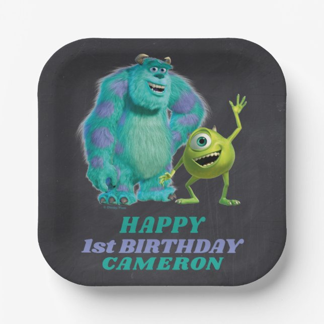 Monsters Inc. Happy First Birthday Paper Plates (Front)