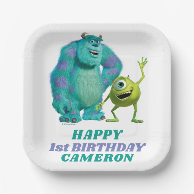 Monsters Inc. Happy First Birthday Paper Plates (Front)