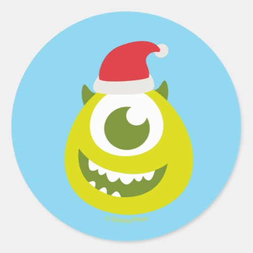 Monsters Inc  Mike in Santa Hat Classic Round Sticker
