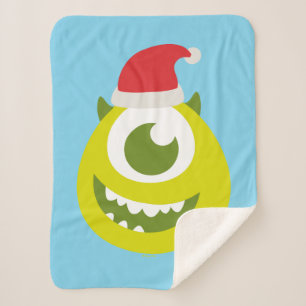 Monsters Inc. Mike in Santa Hat Sherpa Blanket