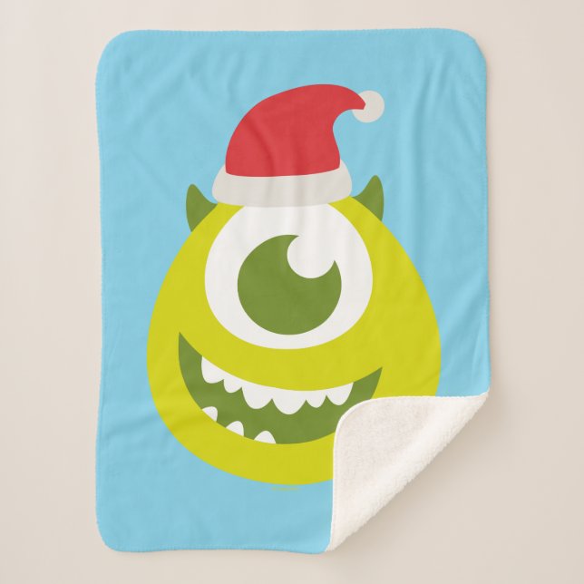Monsters Inc. | Mike in Santa Hat Sherpa Blanket (Front)