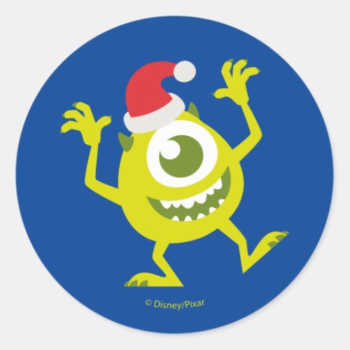 Monsters Inc  Mike Santa Claus Dance Classic Round Sticker