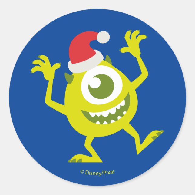 Monsters Inc. | Mike Santa Claus Dance Classic Round Sticker (Front)