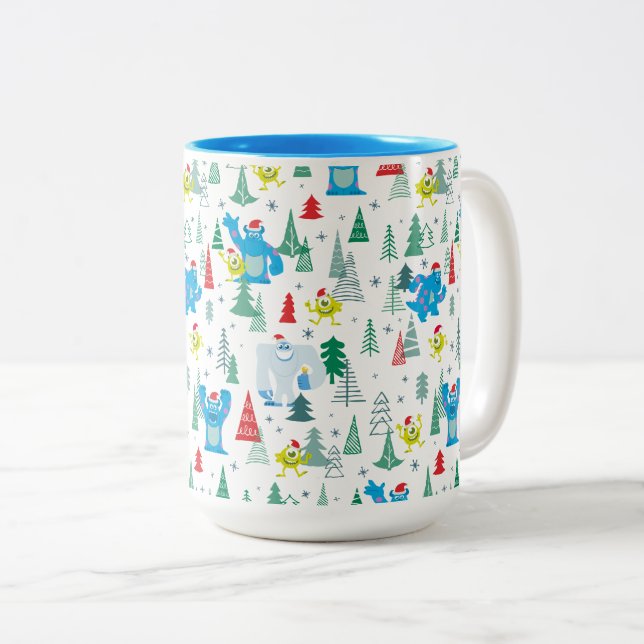Monsters Inc. | Mike & Sulley Christmas Pattern Two-Tone Coffee Mug (Front Right)