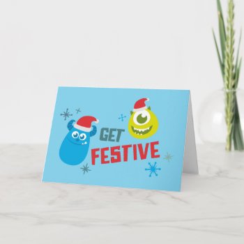Monsters Inc. | Mike & Sulley Get Festive Card by disneypixarmonsters at Zazzle