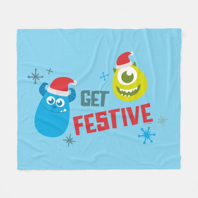 Monsters Inc. | Mike & Sulley Get Festive Fleece Blanket (Front (Horizontal))