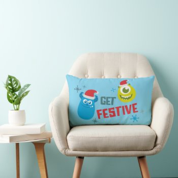 Monsters Inc. | Mike & Sulley Get Festive Lumbar Pillow by disneypixarmonsters at Zazzle