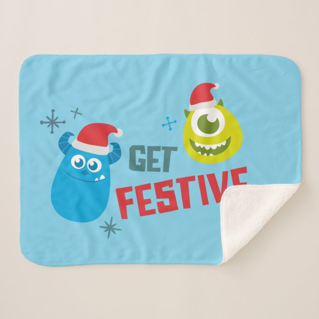 Monsters Inc. | Mike & Sulley Get Festive Sherpa Blanket (Front (Horizontal))