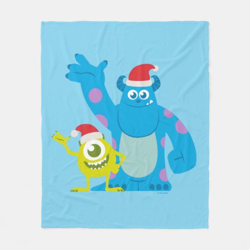 Monsters Inc  Mike  Sulley Santa Claus Wave Fleece Blanket