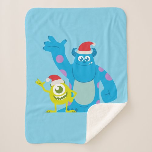 Monsters Inc  Mike  Sulley Santa Claus Wave Sherpa Blanket