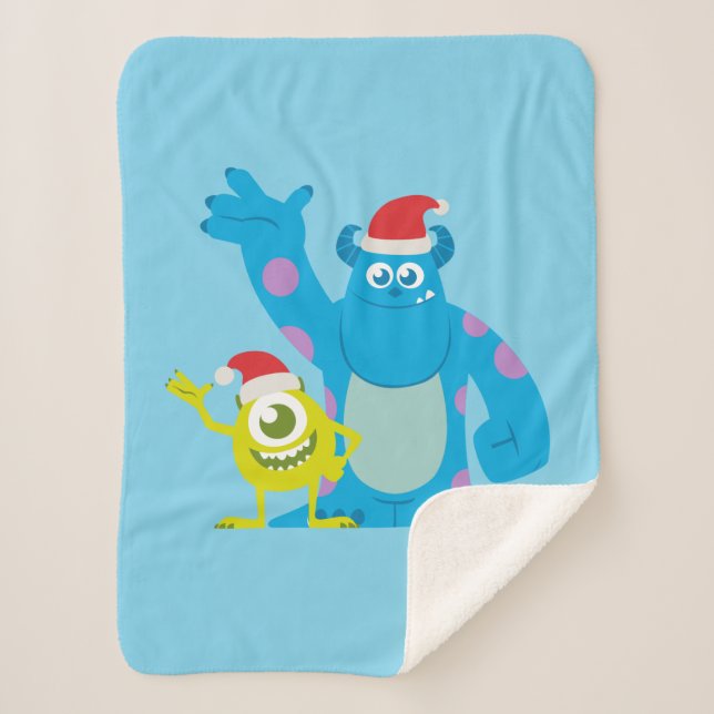 Monsters Inc. | Mike & Sulley Santa Claus Wave Sherpa Blanket (Front)