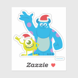 Monsters Inc. Mike & Sulley Santa Claus Wave Sticker