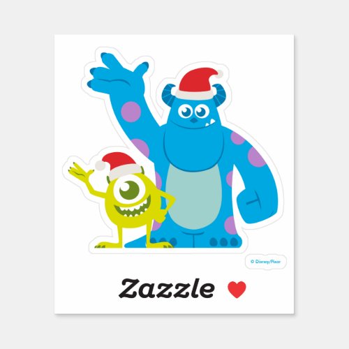 Monsters Inc  Mike  Sulley Santa Claus Wave Sticker