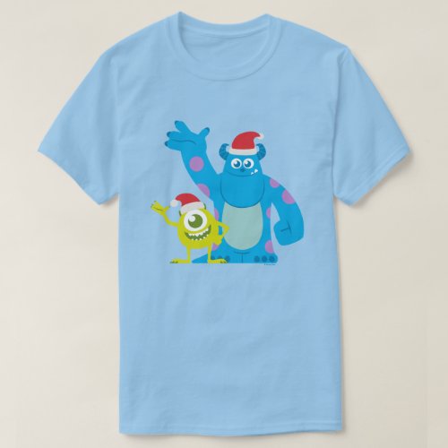 Monsters Inc  Mike  Sulley Santa Claus Wave T_Shirt