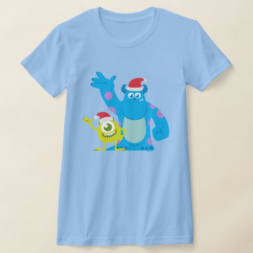 Monsters Inc  Mike  Sulley Santa Claus Wave T_Shirt