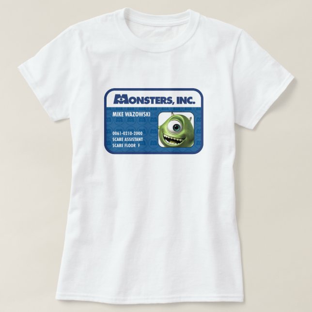 Monsters Inc. Mike Wazowski employee ID card T-Shirt | Zazzle