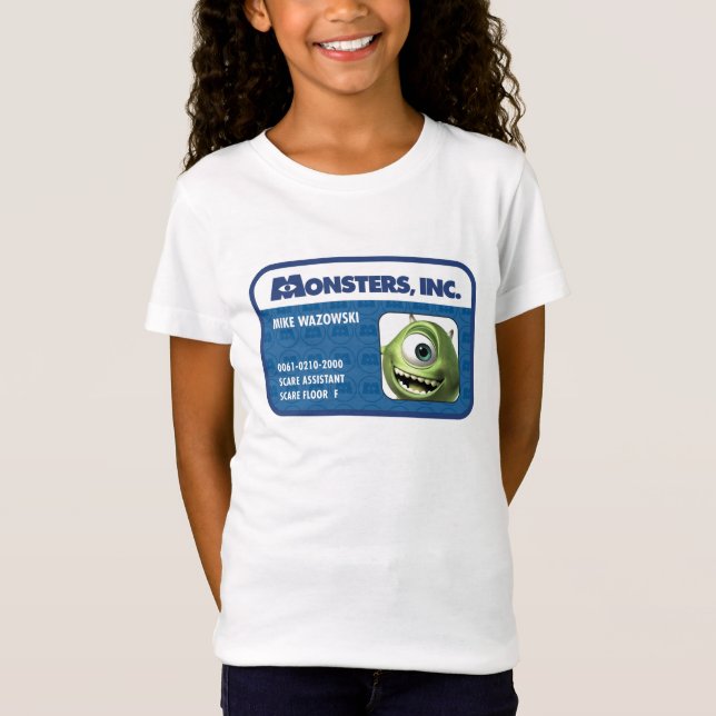 Monsters Inc. Mike Wazowski employee ID card T-Shirt (Front)