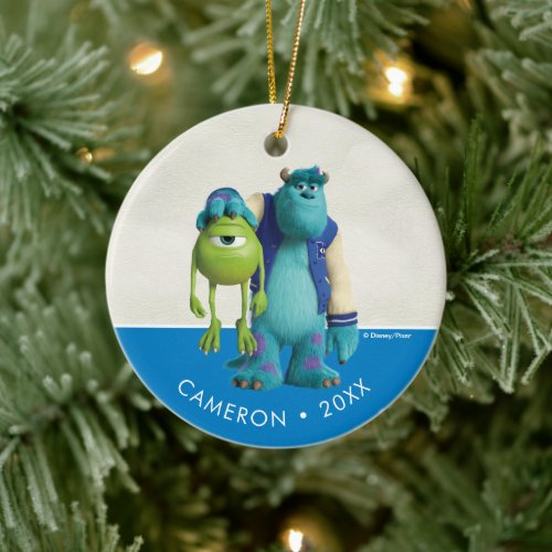 Monsters Inc  Sulley Holding Mike Ceramic Ornament