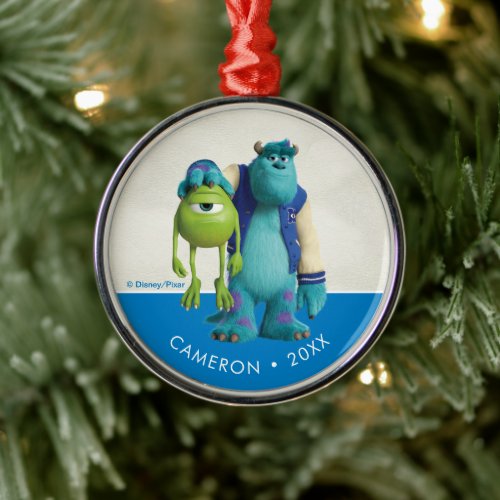 Monsters Inc  Sulley Holding Mike Metal Ornament