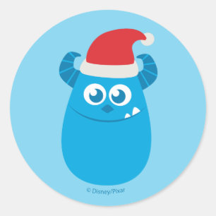 Monsters Inc. Sulley Santa Hat Smile Classic Round Sticker