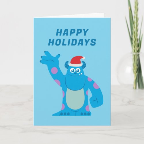 Monsters Inc  Sulley Santa Hat Wave Card