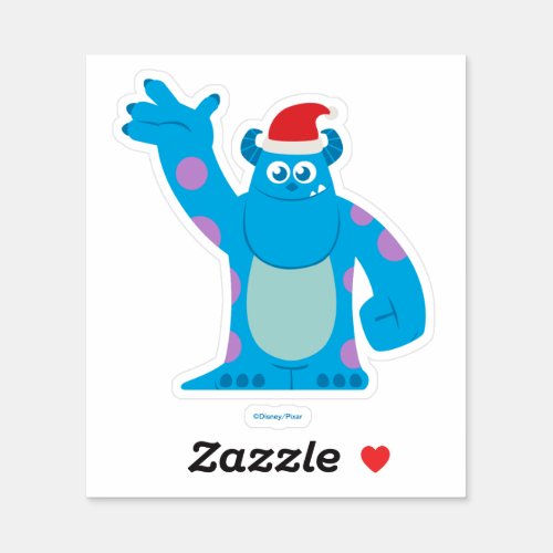 Monsters Inc  Sulley Santa Hat Wave Sticker