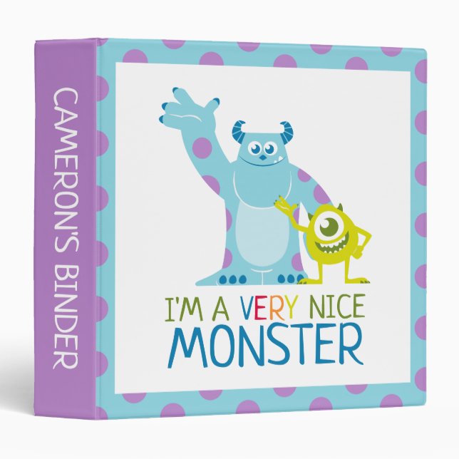 Monsters Inc. Very Nice Monster 3 Ring Binder (Front/Spine)