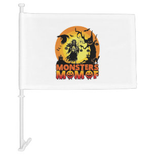 Monsters Mom Halloween Monster Ghost Skeleton Spoo Car Flag